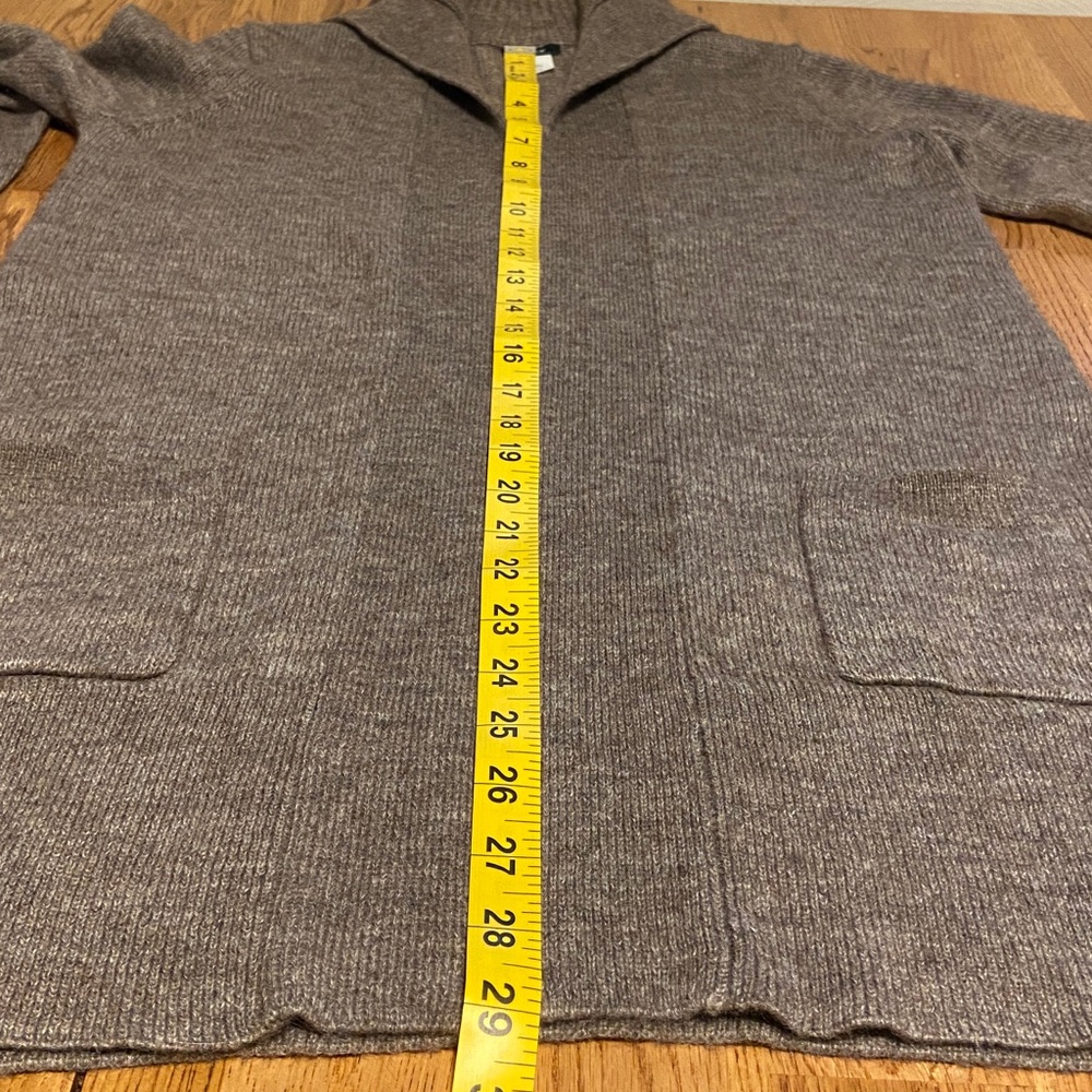 J.Crew alpaca wool collared  open-front brown/taupe cardigan sweater M - Picture 14 of 16